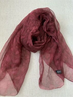 Silk Burgundy Scarf - 100% Silk Lightweight Wrap
